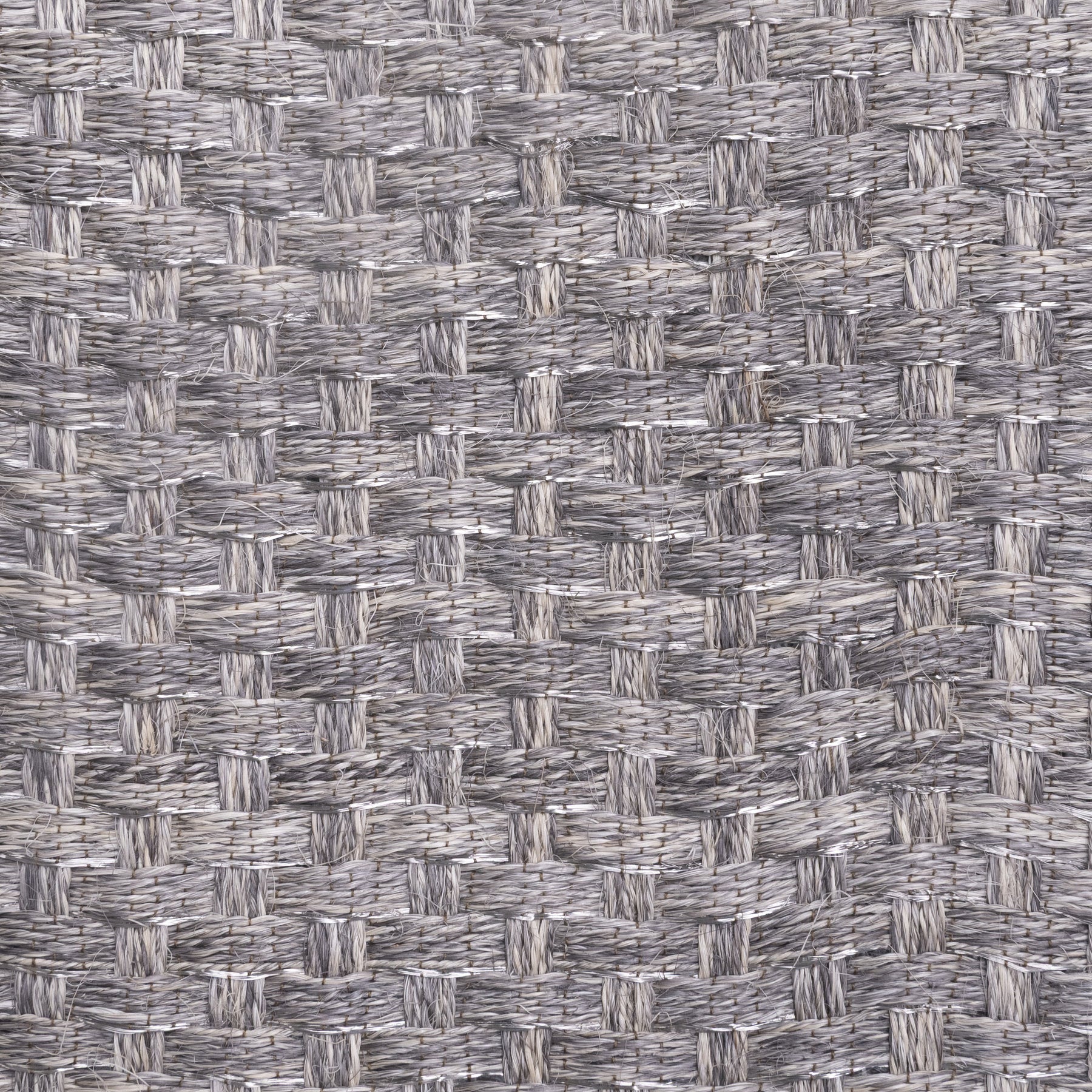 KANASPI WEAVE RUG IN WHITE-GRAY FIQUE FIBER AND STAINLESS STEEL