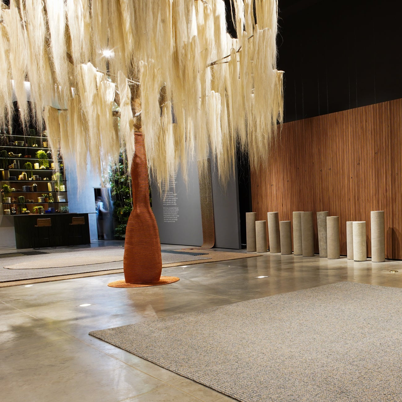 LUMA WEAVE RUG IN NATURAL FIQUE FIBER WITH PINE AND GRAY ALPACA