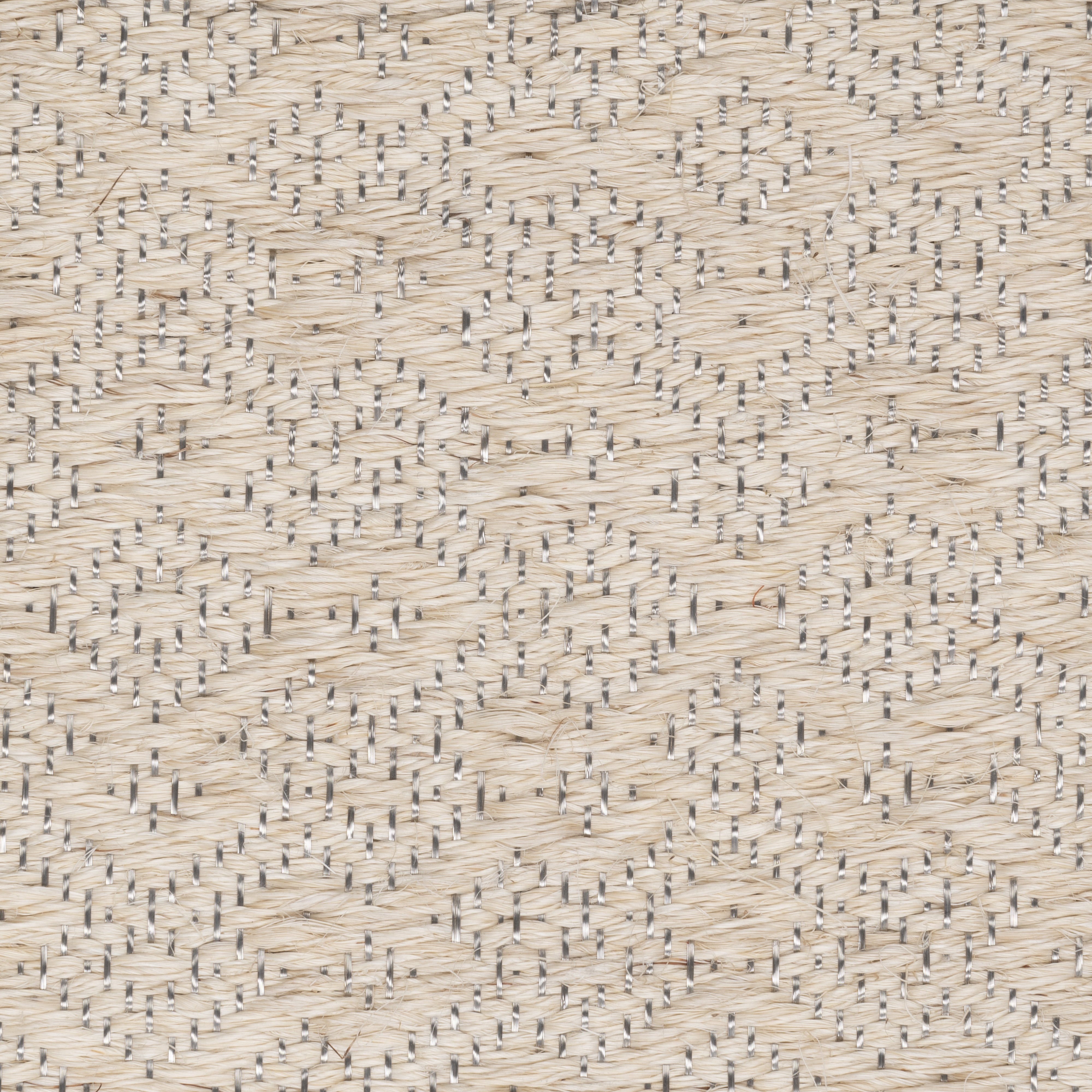 CASABLANCA WEAVE RUG IN STAINLESS STEEL AND WHITE FIQUE FIBER