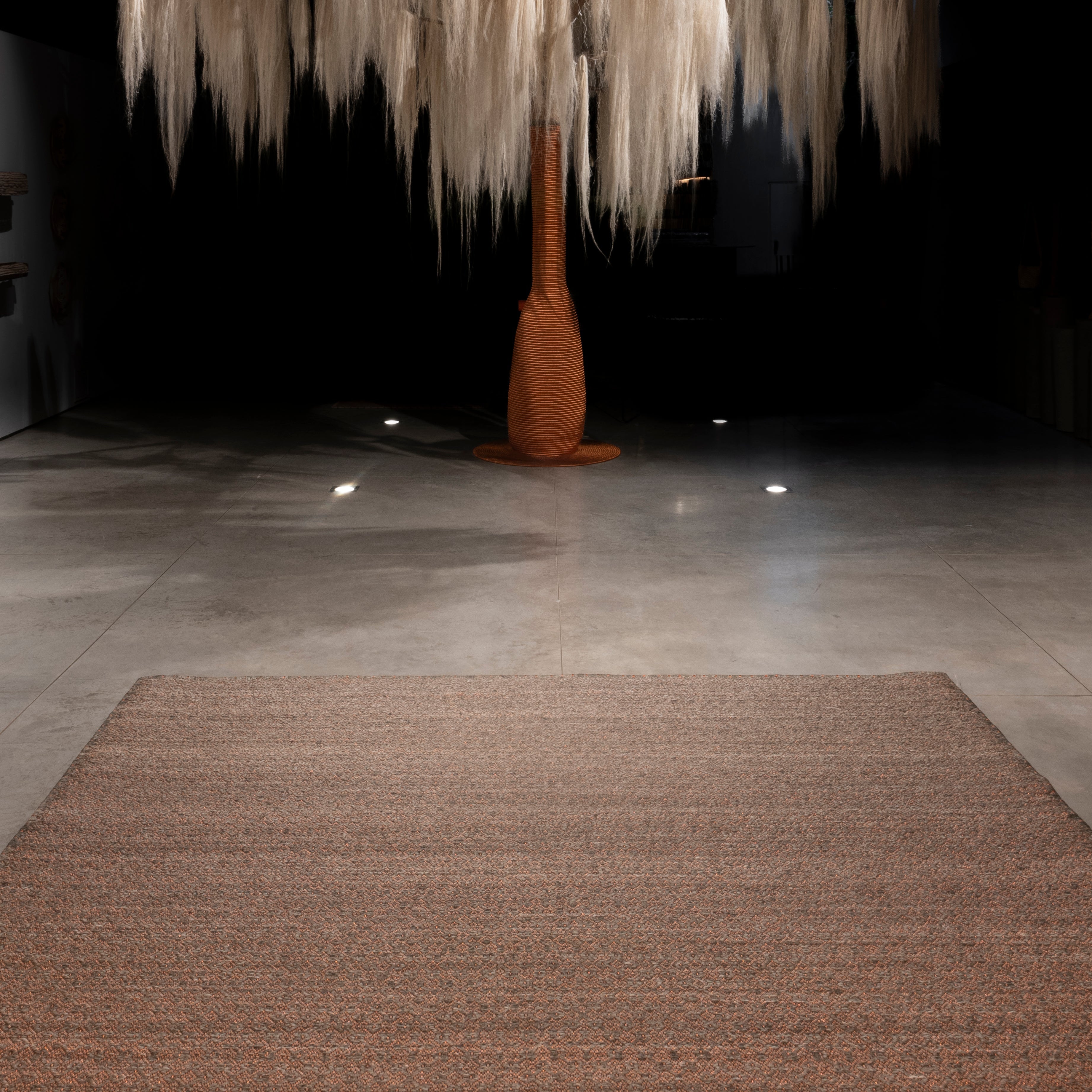 CASABLANCA WEAVE RUG IN COPPER WITH AMAZON GREEN FIQUE FIBER