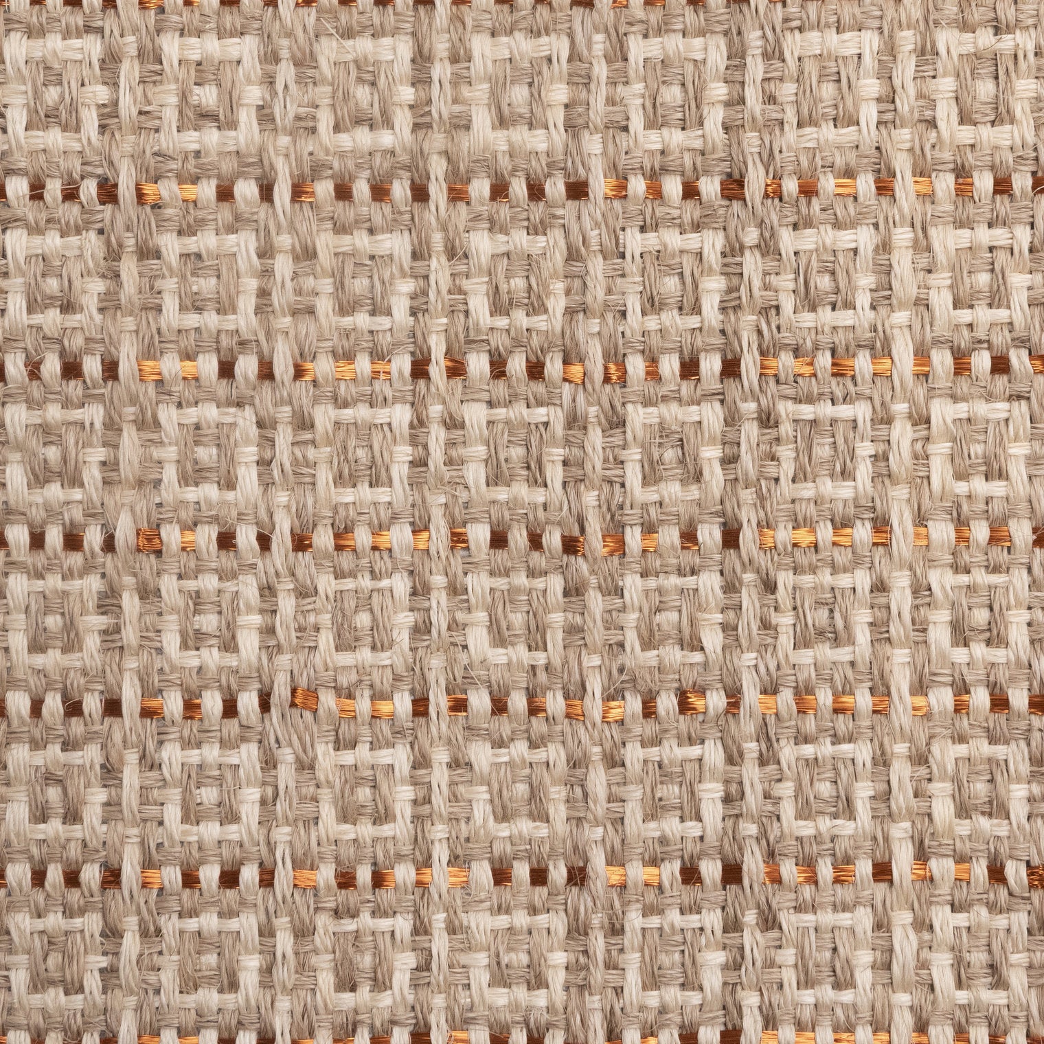 CUADROS WEAVE RUG IN WHITE FIQUE FIBER WITH COPPER AND NATURAL FIQUE FIBER
