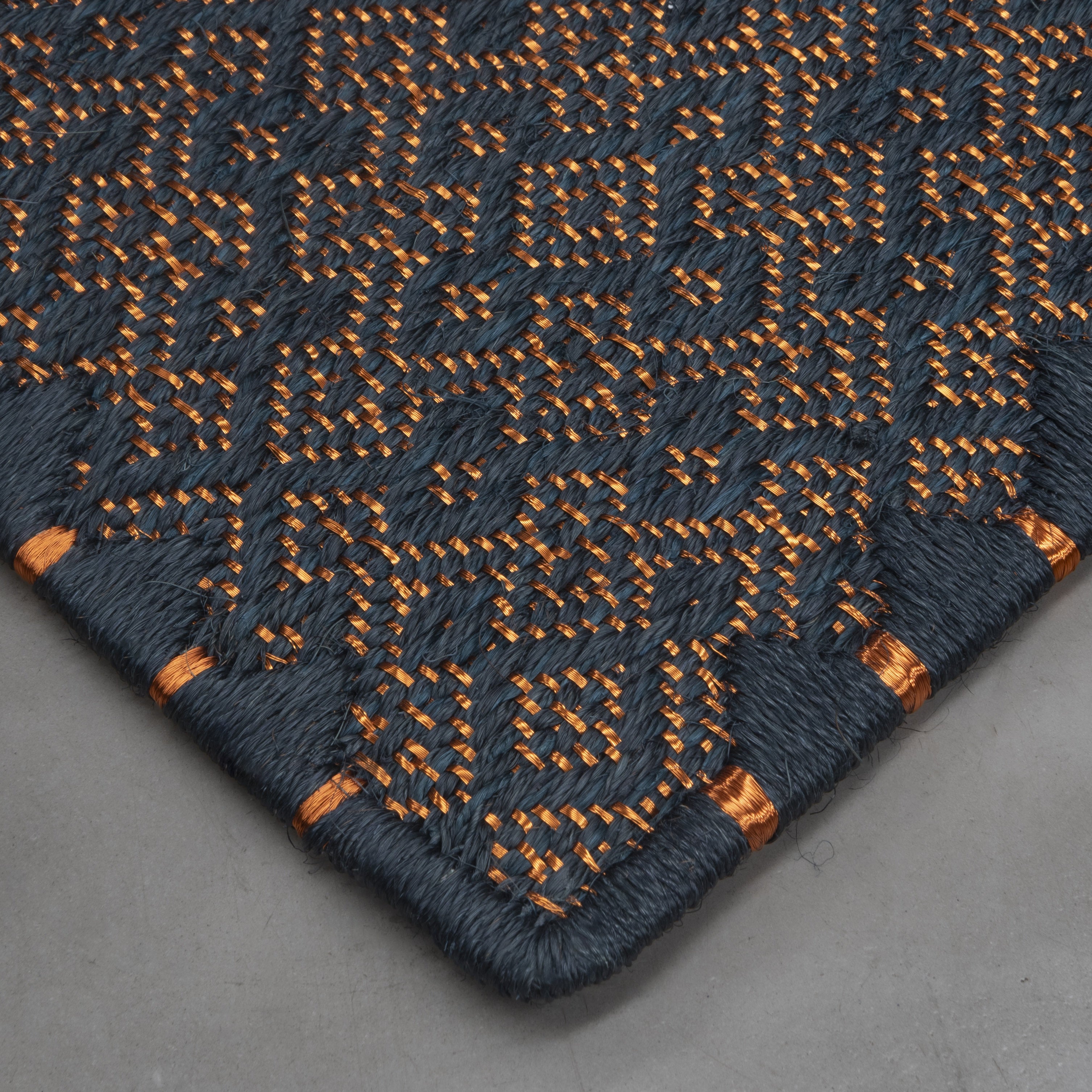 CASABLANCA WEAVE RUG IN COPPER WITH PACIFIC GREEN FIQUE FIBER