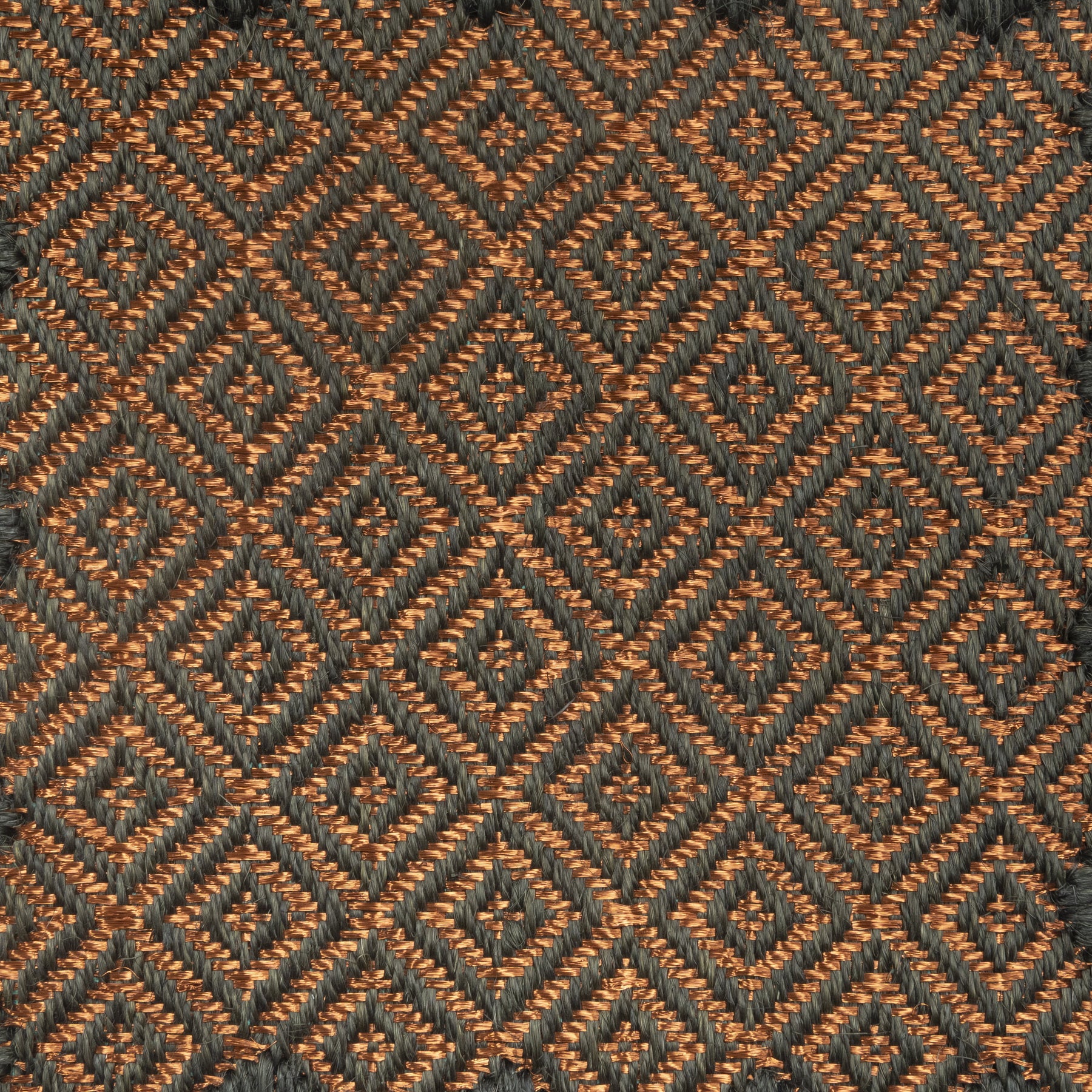 MEDIUM RHOMBUS WEAVE RUG IN OLIVE GREEN FIQUE FIBER AND COPPER