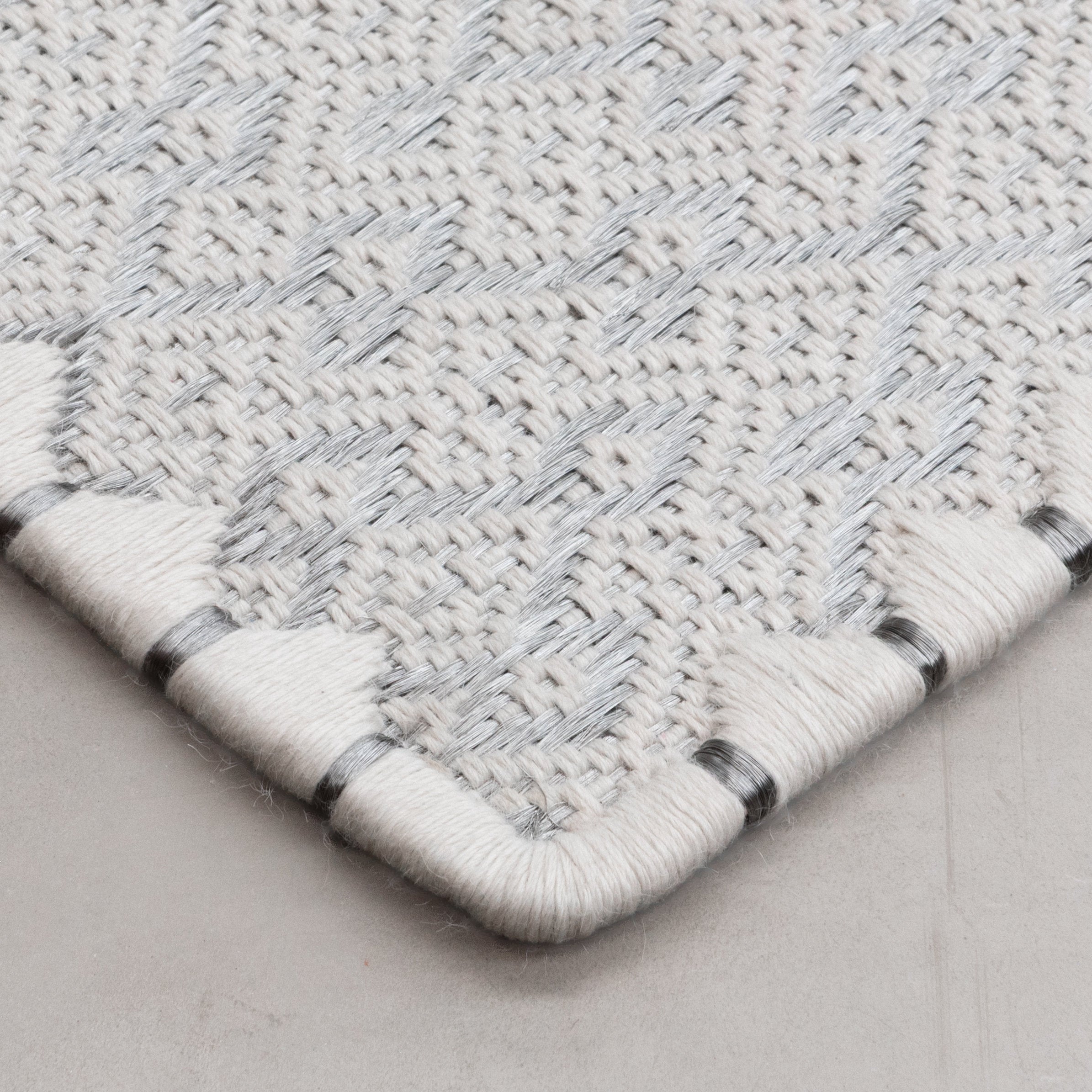 CASABLANCA WEAVE RUG IN WHITE ALPACA AND STAINLESS STEEL