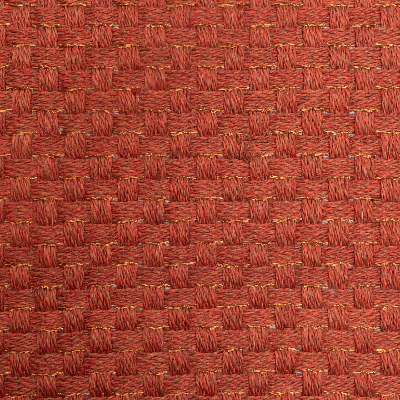 KANASPI WEAVE RUG IN OCHRE AND BURGUNDY FIQUE FIBER AND COPPER