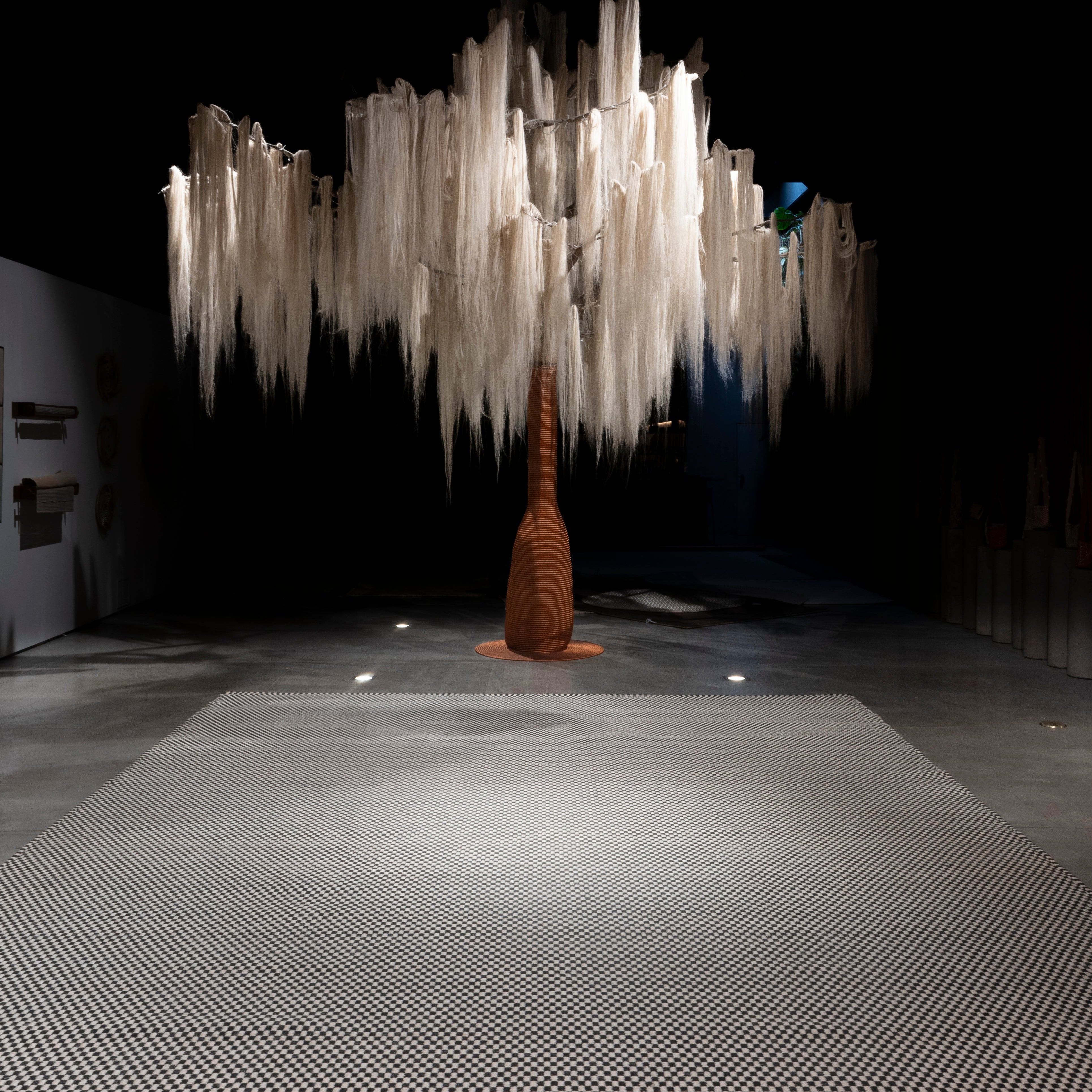 CHESS WEAVE RUG IN BLACK ALPACA AND WHITE FIQUE FIBER